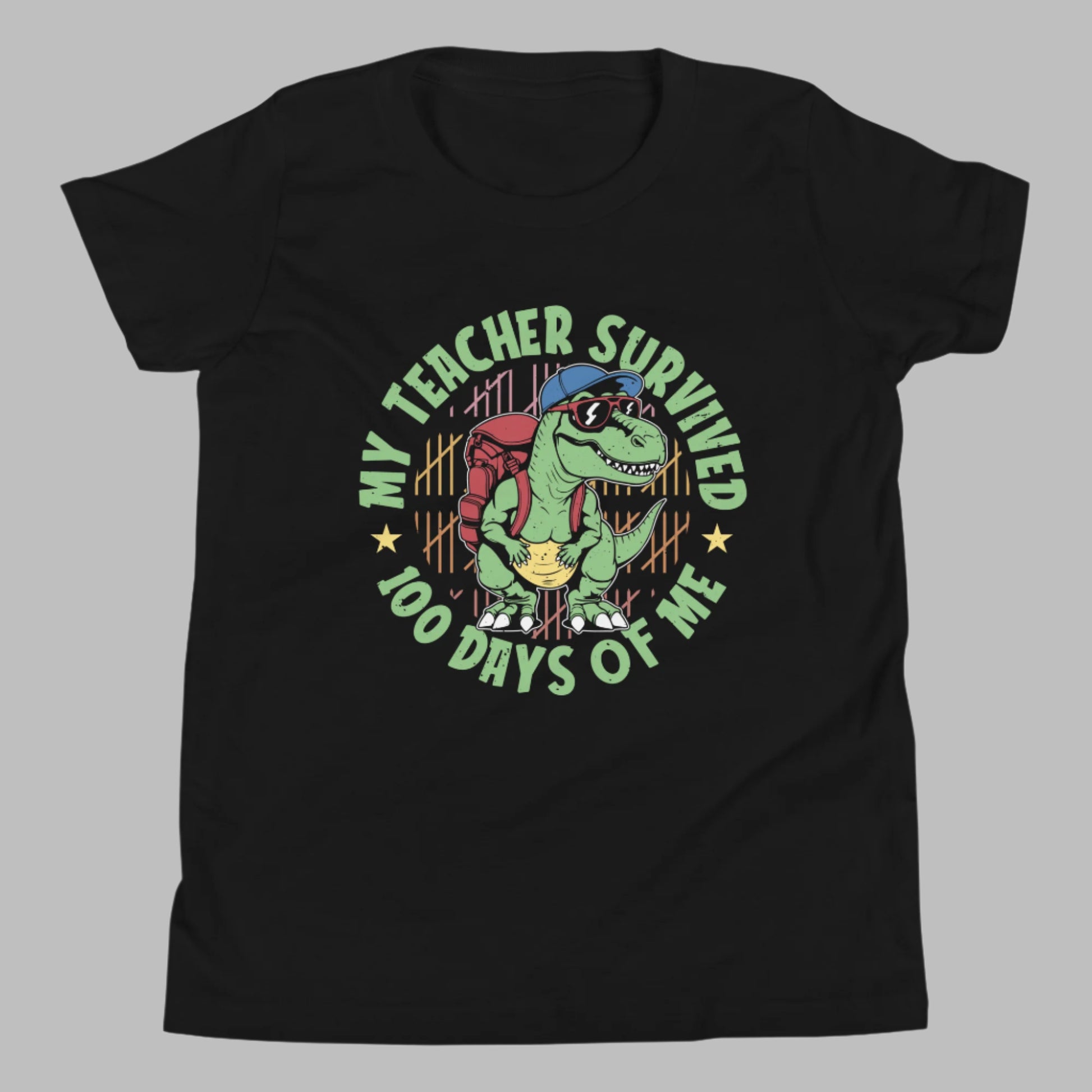 my teacher survived 100 days of me t-shirt-black-front-679e8f9505402
